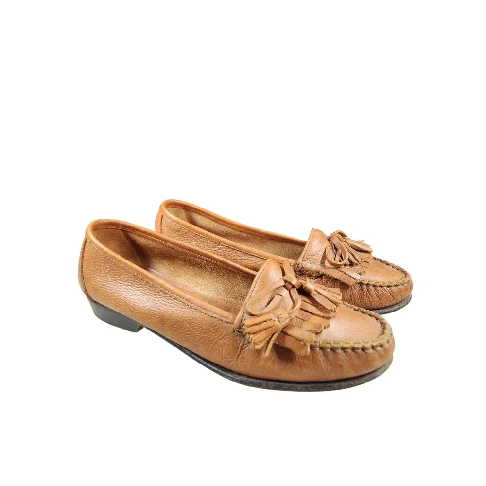 Vintage Cole Haan Brown Leather Tassel Loafers Preppy Academia Old Money 6.5